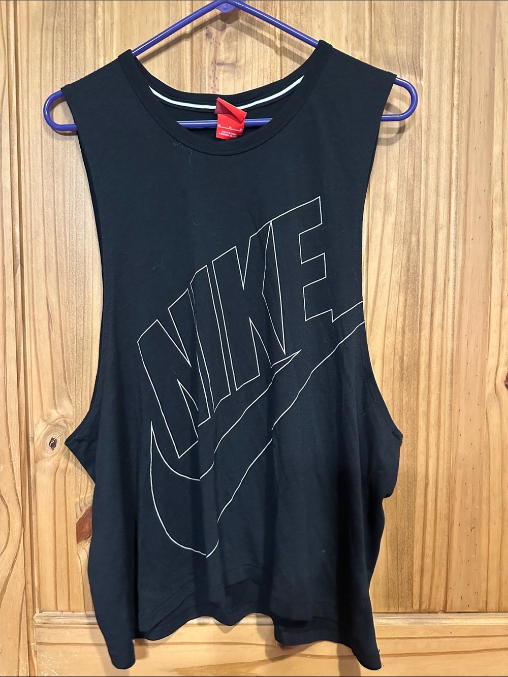 Nike Black Muscle Tee with White Trim